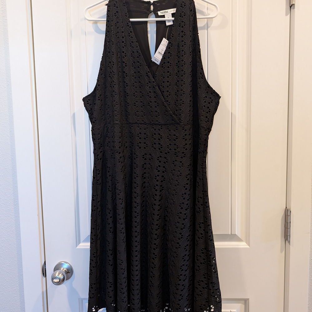 White House Black Market Black Eyelet Midi Dress